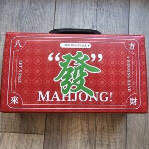 Red Mahjong Set with Green Accents